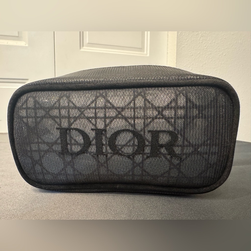 Dior Black Oblique Mesh Cosmetic Pouch | Dior Logo Makeup Bag - New - GWP